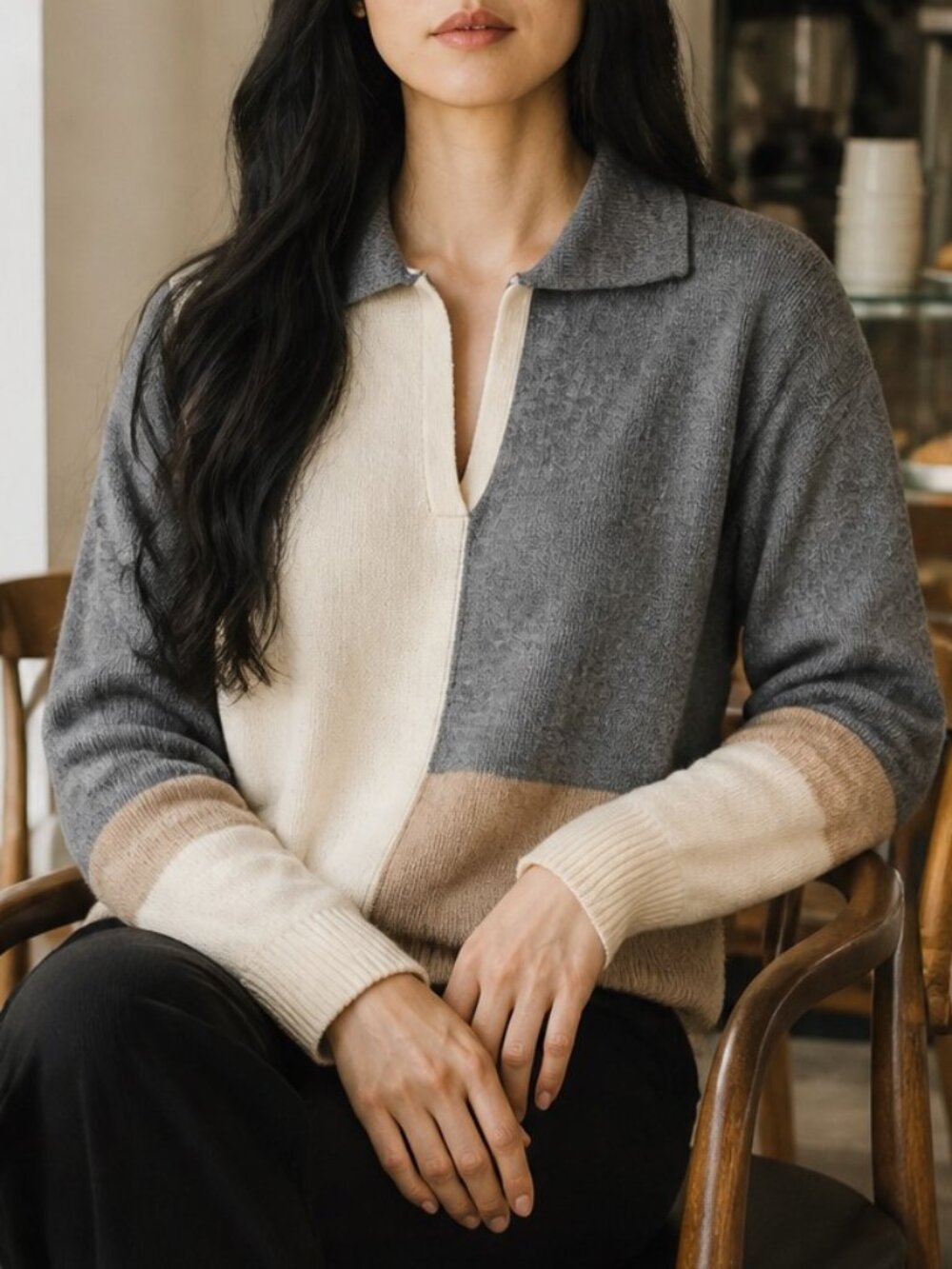 NWT Verve Ami sweater S grey cream tan